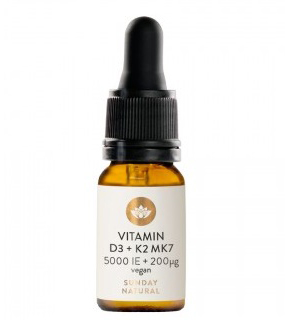 Vitamin D3 + K2 MK7 5000 IE + 200µg, vegan